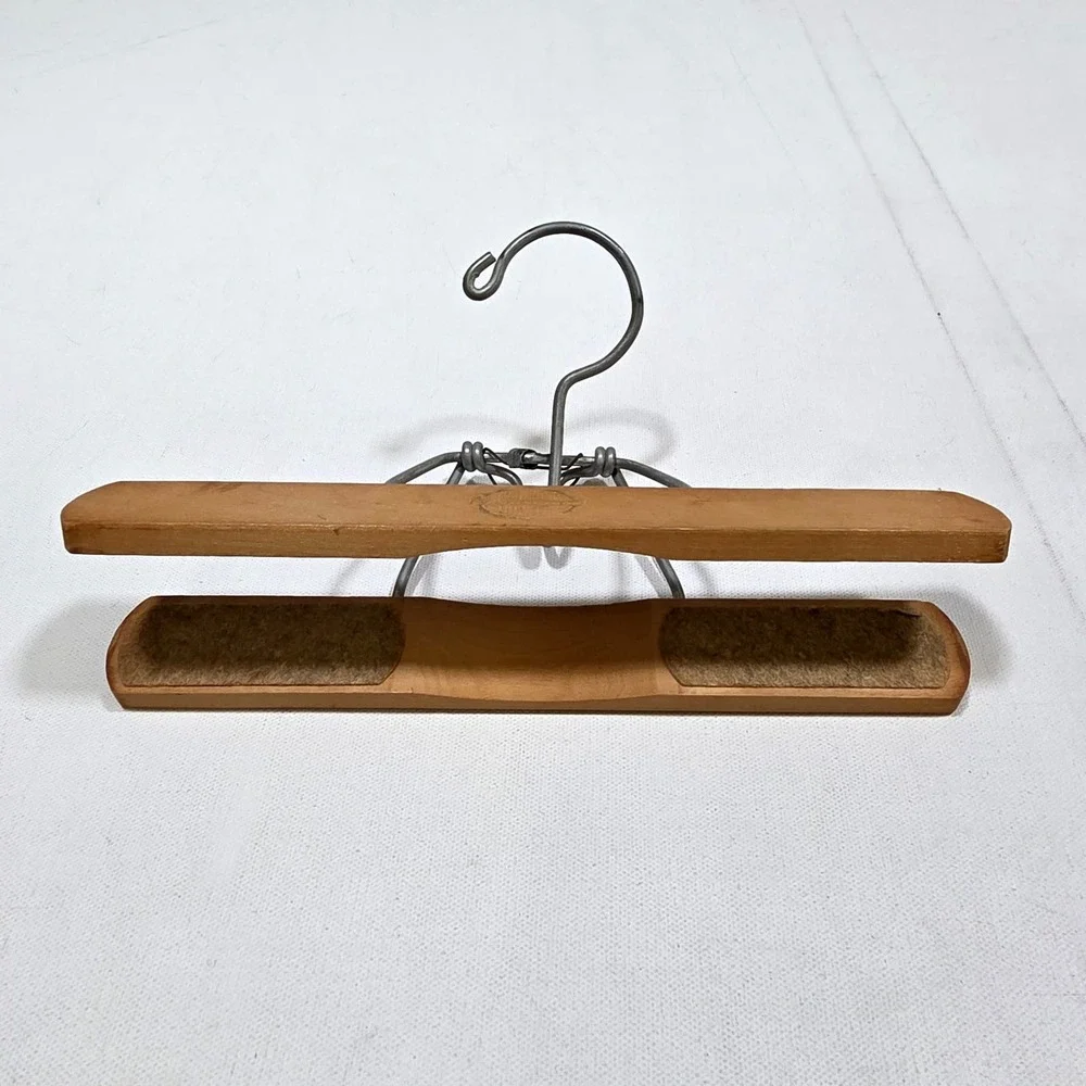 Matchless Pant Hanger 9.5in Brown Vintage Wood Clamp Metal Hook Quality Rustic